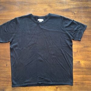 VTG Yarn Works Soft Short Sleeve Pullover Sweater Womens Size L Black